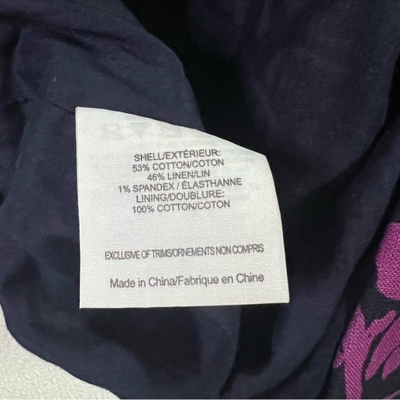 Tory Burch Women's Cotton Linen Blend Floral Purple Shorts Gold Hardware Size 4 - Picture 10 of 10